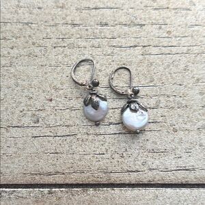 Chic Silver and White Pearl Earrings